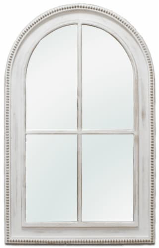Crystal Art Gallery Window Arch Wall Mirror - White Wash Perspective: front