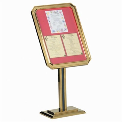 Aarco Products P31-B Single Pedestal Ornamental Sign and Poster Stand - Brass Perspective: front