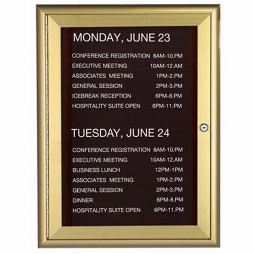 Aarco Products WFD3624G 1-Door Water Fall Style Letter Board - Gold Perspective: front