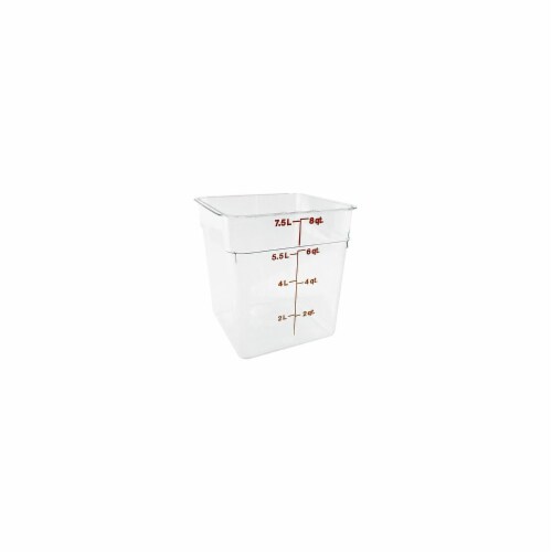 Cambro 8 Wt CamSquareFood Storage Container 8 3/8L x 8 3/8W x 9 1/8H Clear 78507 Perspective: front