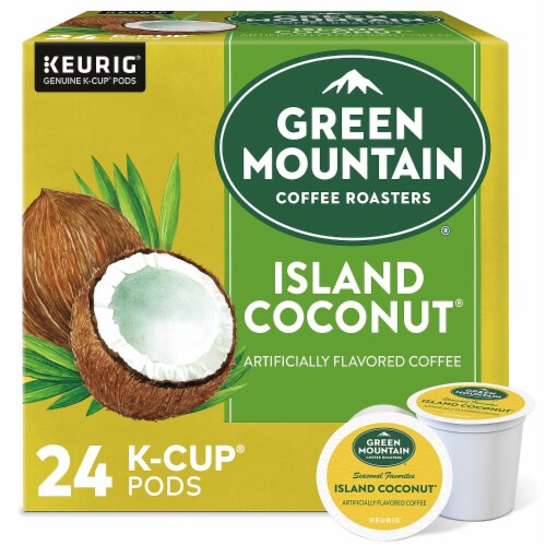 Green Mountain Island Coconut Coffee K Cup Pods Light Roast 24 Box