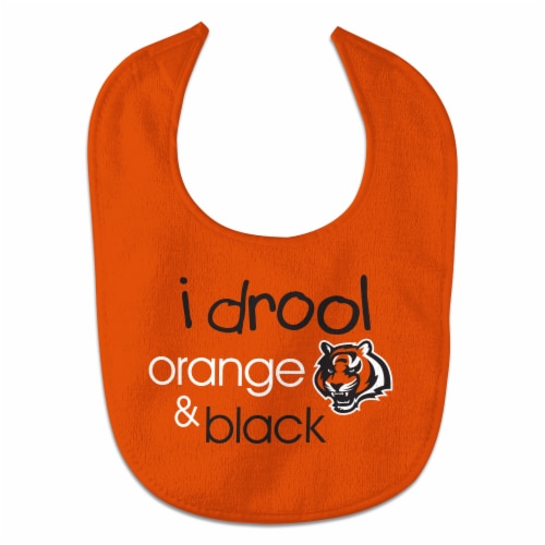 Classic Impressions Cincinnati Bengals I Drool Orange & Black Baby Bib Perspective: front