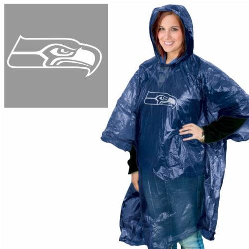 Classic Impression Seattle Seahawks NFL Rain Poncho Perspective: front