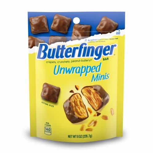 Butterfinger Chocolatey Peanut-Buttery Unwrapped Minis Resealable Bag Perspective: front