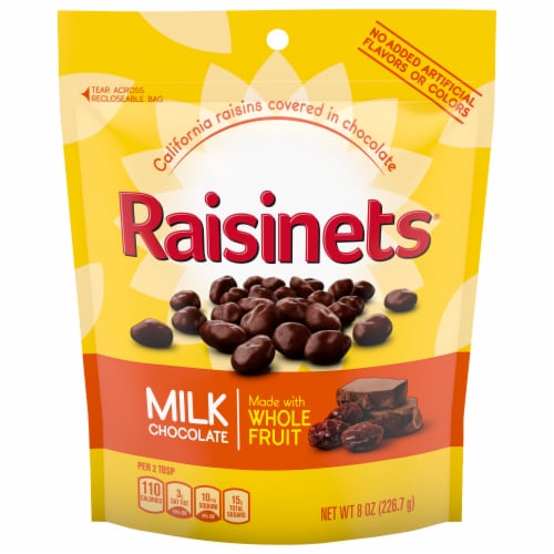 Raisinets Milk Chocolate Covered California Raisins Resealable Bag, 8 ...