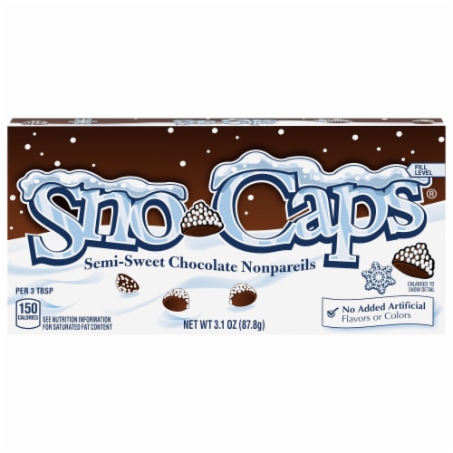 Sno-Caps, Semi-Sweet Chocolate Nonpareils, Movie Theater Candy Box, 3.1 oz each, 1 Box Perspective: front