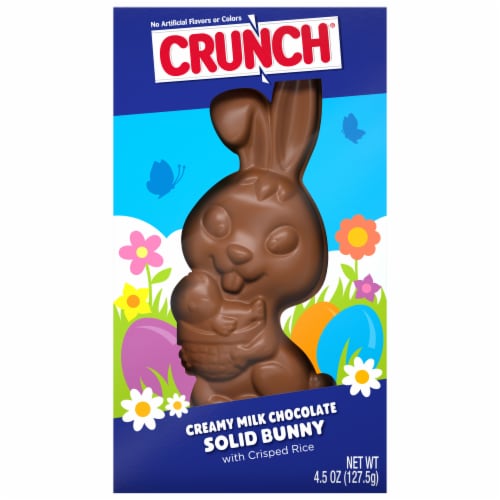 CRUNCH Milk Chocolate and Crisped Rice Easter Solid Bunny Easter Basket Stuffers Perspective: front