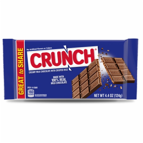 CRUNCH Milk Chocolate and Crisped Rice Full Size Candy Bar White Elephant Gifts Perspective: front