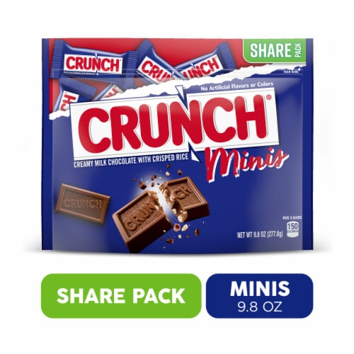 CRUNCH Minis Milk Chocolate & Crisped Rice Stand-Up Bag, Perfectly Sized for Snacking and Sharing Perspective: front