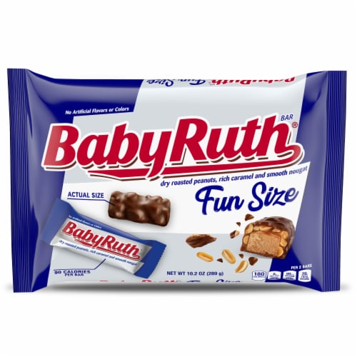 Baby Ruth Chocolatey Peanut Caramel Nougat Fun Size Individually Wrapped Candy Bars Perspective: front