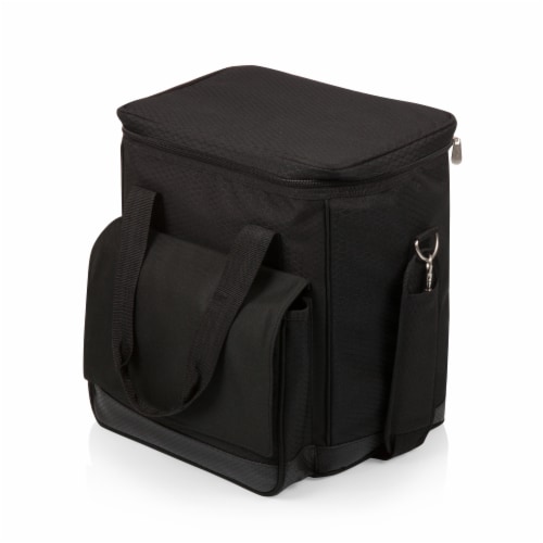 Cellar 6-Bottle Wine Carrier & Cooler Tote, Black with Gray Accents Perspective: front