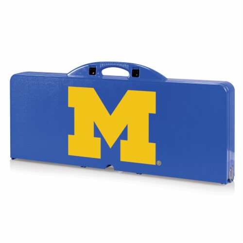 Michigan Wolverines - Picnic Table Portable Folding Table with Seats Perspective: front