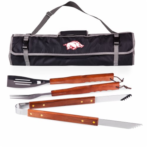 Arkansas Razorbacks - 3-Piece BBQ Tote & Grill Set Perspective: front