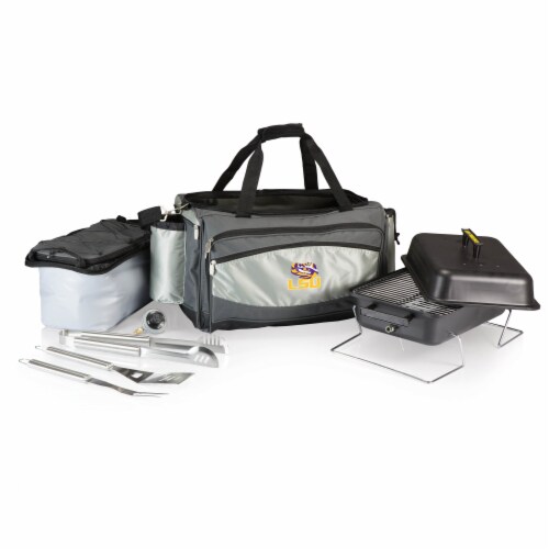 LSU Tigers - Vulcan Portable Propane Grill & Cooler Tote Perspective: front