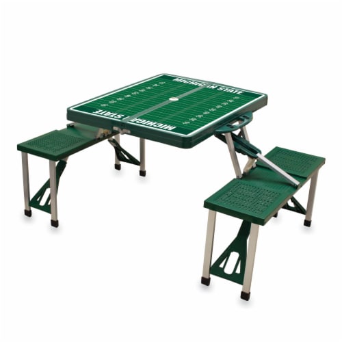 Michigan State Spartans - Picnic Table Portable Folding Table with Seats Perspective: front