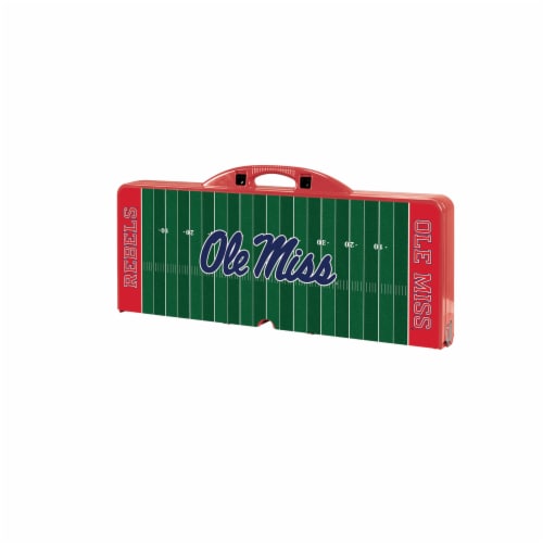 Ole Miss Rebels - Picnic Table Portable Folding Table with Seats Perspective: front