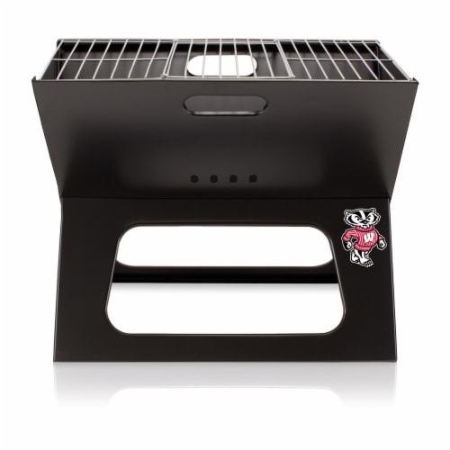 Wisconsin Badgers - X-Grill Portable Charcoal BBQ Grill Perspective: front