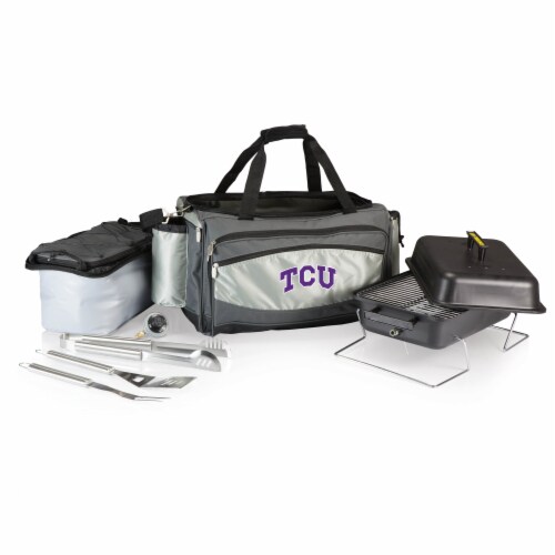 TCU Horned Frogs - Vulcan Portable Propane Grill & Cooler Tote Perspective: front