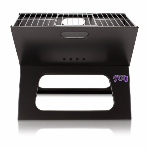 TCU Horned Frogs - X-Grill Portable Charcoal BBQ Grill Perspective: front