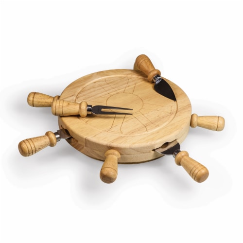 Picnic Time Mariner Cheese Board & Tools Set - Rubberwood Perspective: front
