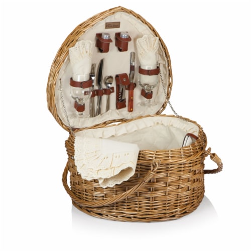 Heart Picnic Basket, Antique White Perspective: front
