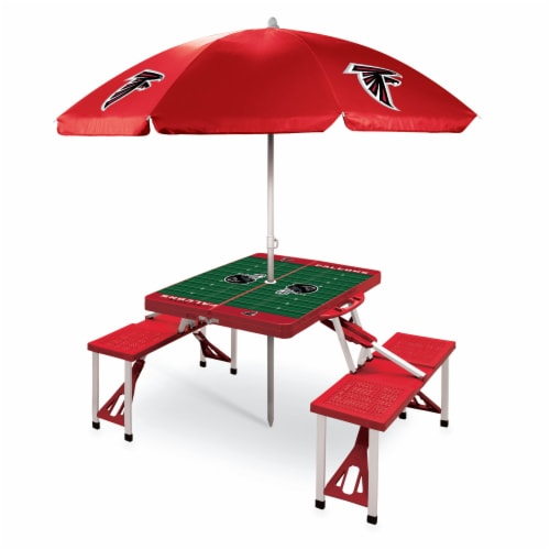 Atlanta Falcons - Picnic Table Folding Table with Seats and Umbrella Perspective: front