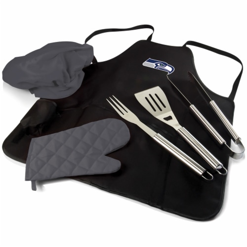 Seattle Seahawks BBQ Apron Tote Pro Set with Tools Perspective: front