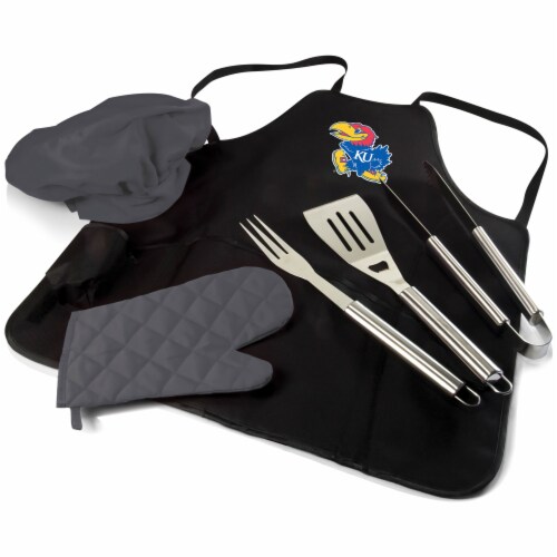 Kansas Jayhawks - BBQ Apron Tote Pro Grill Set Perspective: front