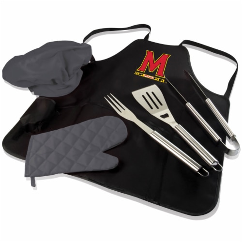 Maryland Terrapins - BBQ Apron Tote Pro Grill Set Perspective: front