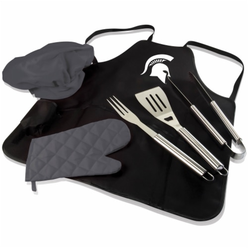 Michigan State Spartans - BBQ Apron Tote Pro Grill Set Perspective: front