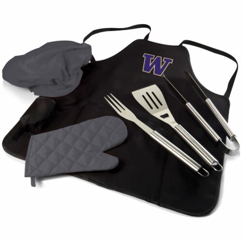 Washington Huskies BBQ Apron Tote Pro Set with Tools Perspective: front