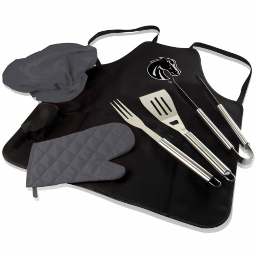 Boise State Broncos - BBQ Apron Tote Pro Grill Set Perspective: front