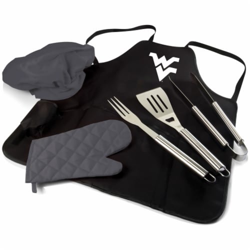 West Virginia Mountaineers - BBQ Apron Tote Pro Grill Set Perspective: front
