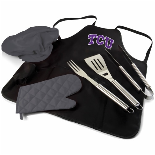 TCU Horned Frogs - BBQ Apron Tote Pro Grill Set Perspective: front
