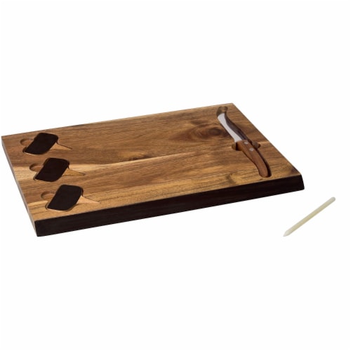 Picnic Time Delio Acacia Cheese Board with Chalk Board Markers - Acacia Perspective: front