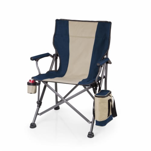 Outlander Folding Camp Chair with Cooler, Navy Blue Perspective: front