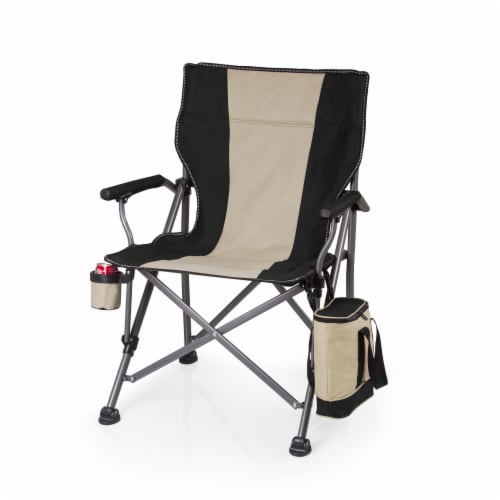 Outlander Folding Camp Chair with Cooler, Black Perspective: front