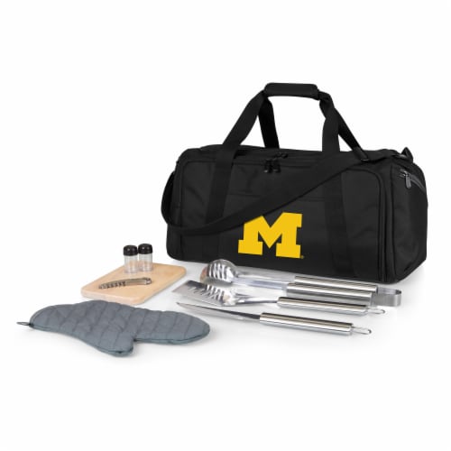 Michigan Wolverines - BBQ Kit Grill Set & Cooler Perspective: front
