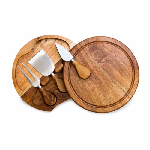 Acacia Brie Cheese Cutting Board & Tools Set, Acacia Wood Perspective: front