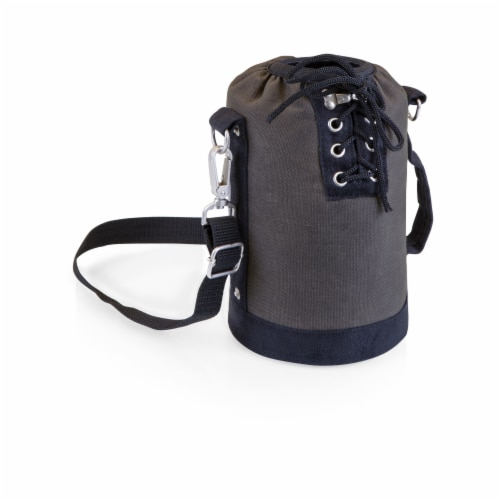 Insulated Growler Tote, Gray with Black Accents Perspective: front