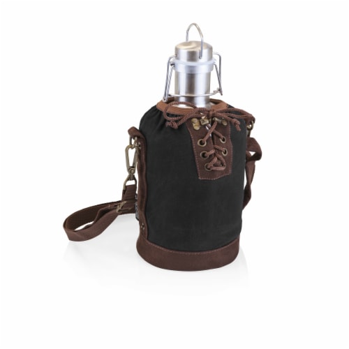 Insulated Growler Tote with 64 oz. Stainless Steel Growler, Black Perspective: front