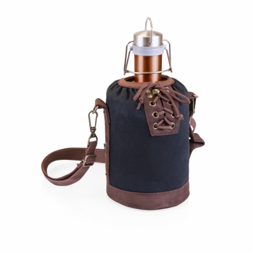 Insulated Growler Tote with 64 oz. Copper Stainless Steel Growler, Black Perspective: front