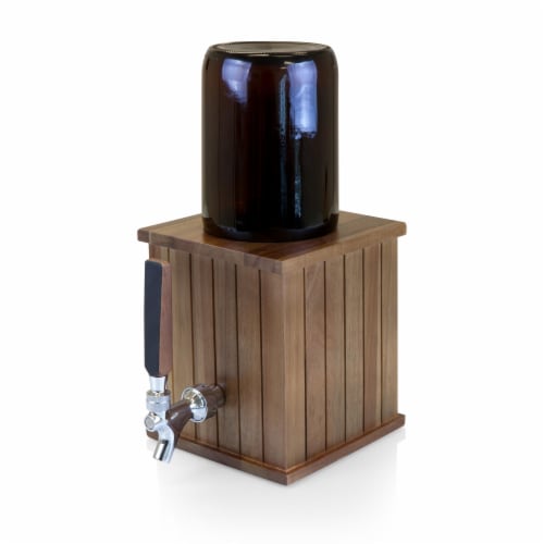 Growler Tap with 64 oz. Glass Growler, Acacia Wood Perspective: front