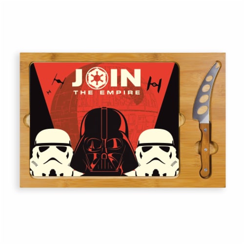 Star Wars Empire - Icon Glass Top Cutting Board & Knife Set, Rubberwood & Bamboo Perspective: front