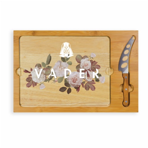 Star Wars Darth Vader - Icon Glass Top Cutting Board & Knife Set, Rubberwood & Bamboo Perspective: front