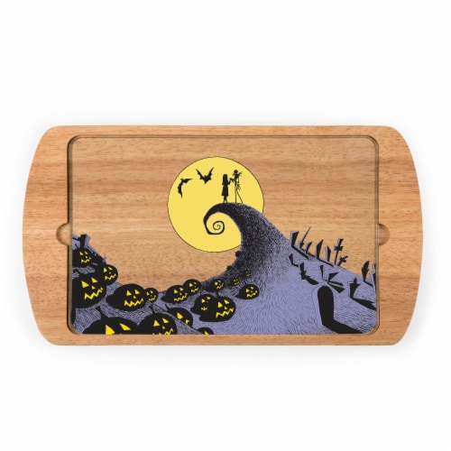 Disney Nightmare Before Christmas Jack & Sally - Billboard Glass Top Serving Tray, Rubberwood Perspective: front