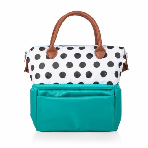 Urban Lunch Bag, Teal with Polka Dot Pattern Perspective: front