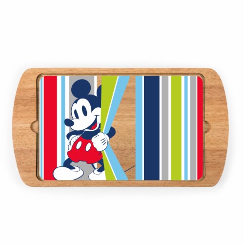Disney Mickey Mouse - Billboard Glass Top Serving Tray, Rubberwood Perspective: front