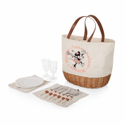 Disney Minnie Mouse - Promenade Picnic Basket, Beige Canvas Perspective: front