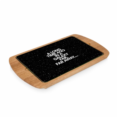 Star Wars Scroll - Billboard Glass Top Serving Tray, Rubberwood Perspective: front